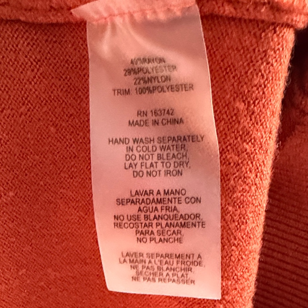 Sioni Burnt Orange Sweater with Embroidered Sleeves - Picture 3 of 3